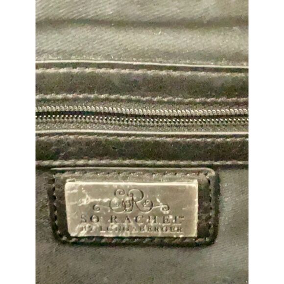 SO Rachel by Longaberger Black Woven Shoulder Bag Purse Faux Leather Y2K - Picture 6 of 10